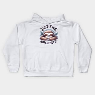 Just Five More Minutes Funny Sloth Lazy Sleeping Kids Hoodie